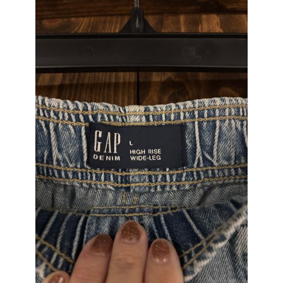 Gap High Rise Wide Leg Pull On Jeans Large - Picture 5 of 5